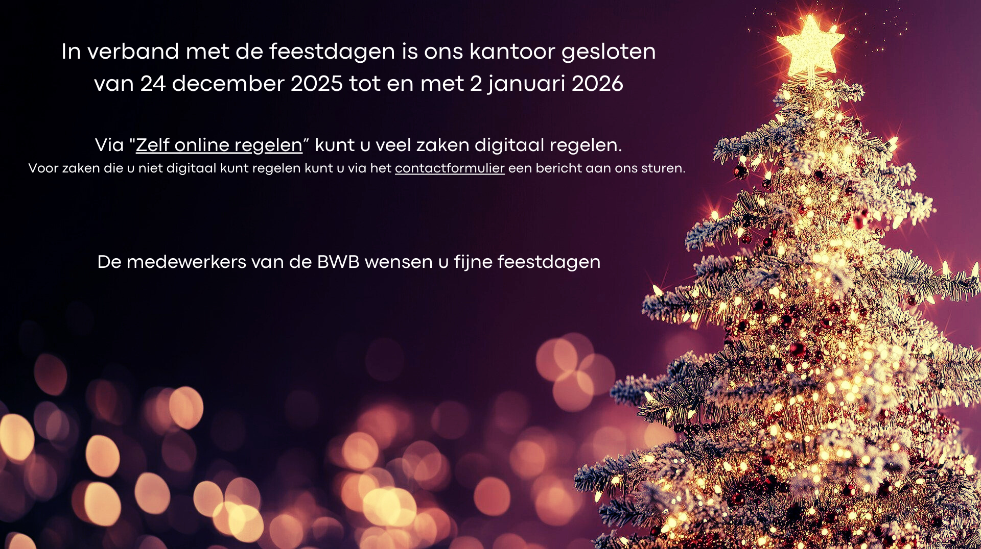 Gesloten ivm de feestdagen